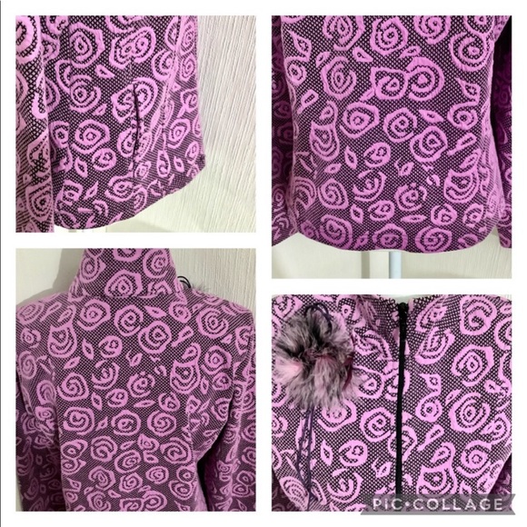 RAFAEL SPORT Fuschia Rose Print Full Zip Athletic Jacket Size Small - Picture 4 of 14